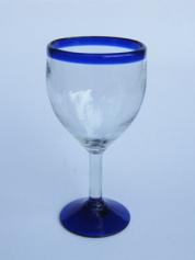  / Cobalt Blue Rim 13 oz Wine Glasses 
